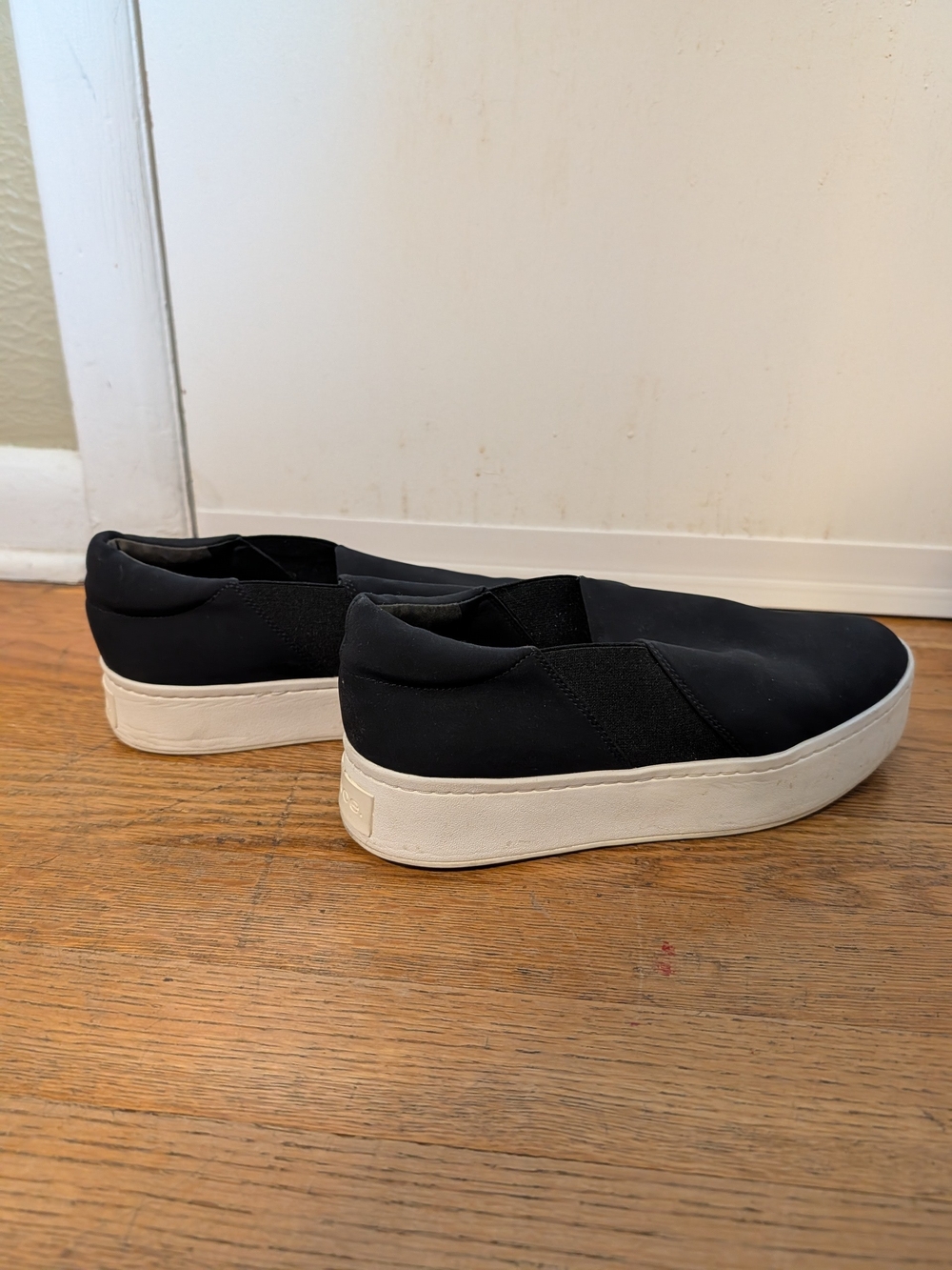 Vince Slip-On Platform Sneakers in Black and White